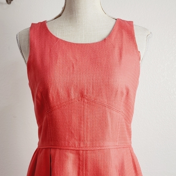 J. Crew Basketweave Orange Fit & Flare Dress Size: 4 - Picture 2 of 13